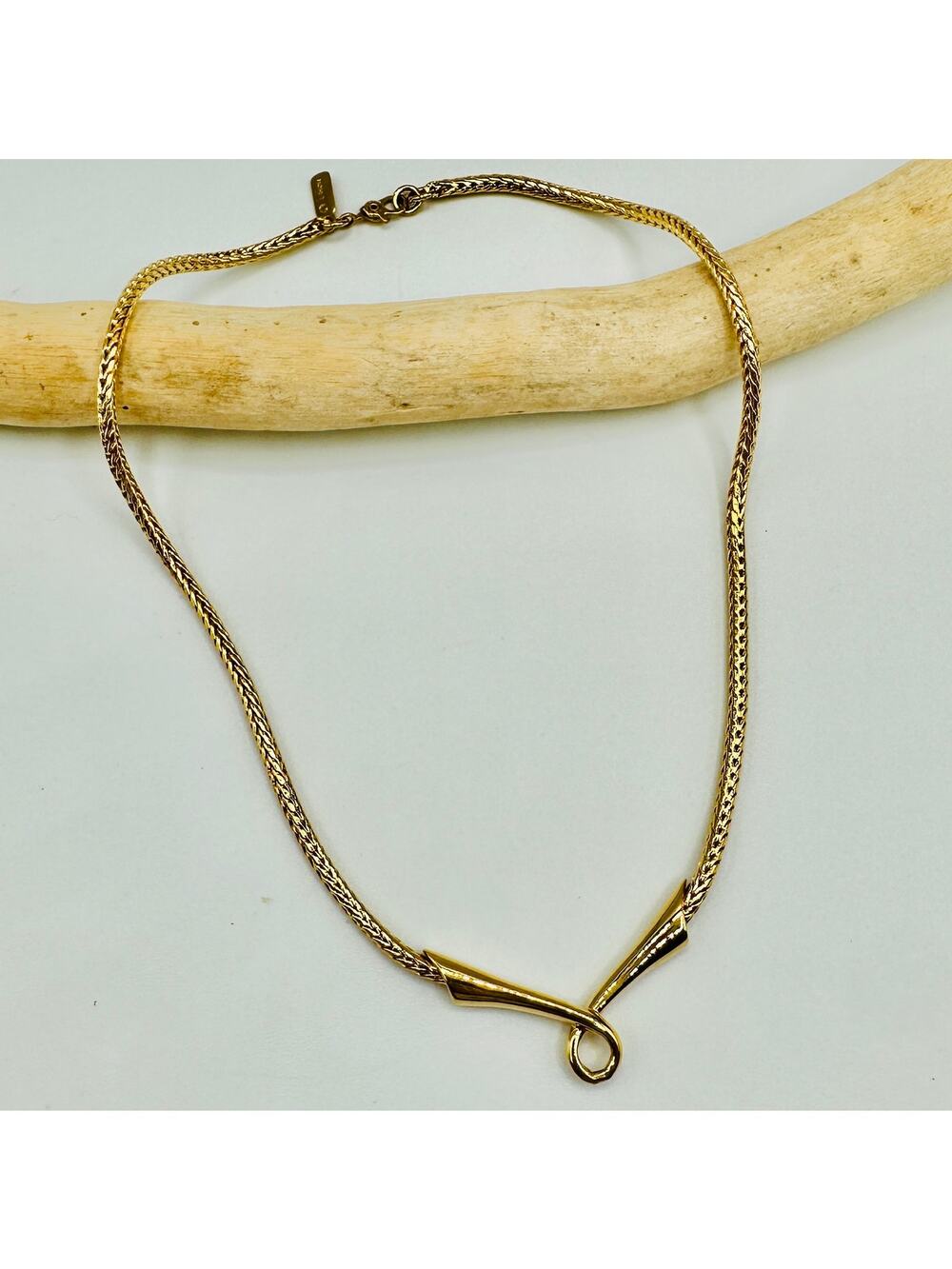 Vintage Monet Gold Tone Modernist Necklace, Abstract Statement Necklace